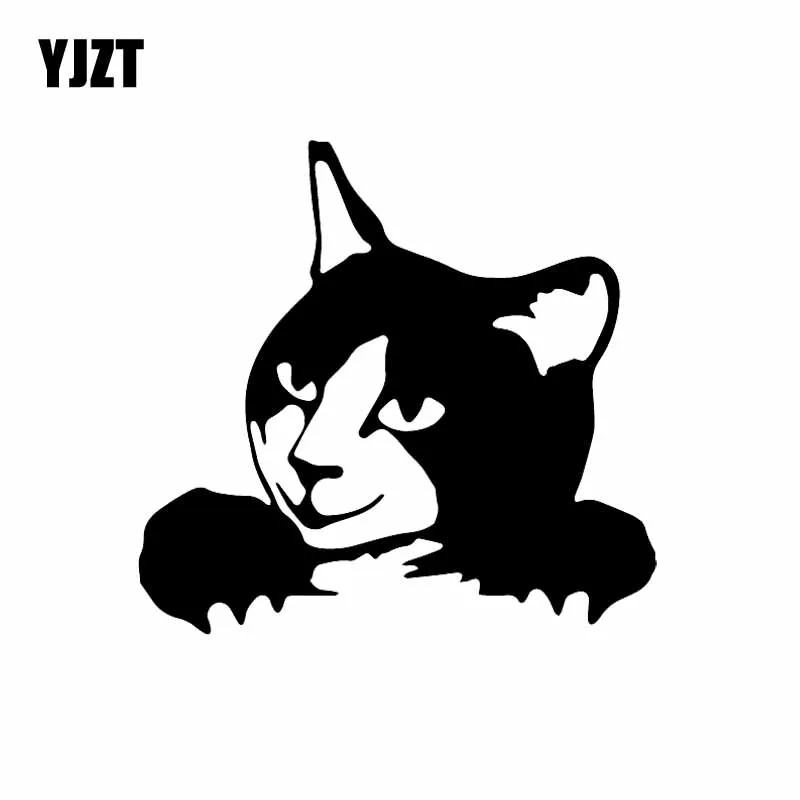 YJZT 15X14.4CM Funny Decal Vinyl Car Stickers Cute Cat Baby Happy Smiling Kitten Black/Silver C24-1750 | Автомобили и мотоциклы