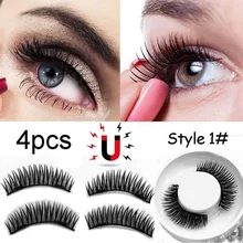 4 шт. набор магнитных ресниц многоразовые магнитные ресницы натуральный длинный толстый крест поддельный магнит для ресниц Макияж ресниц