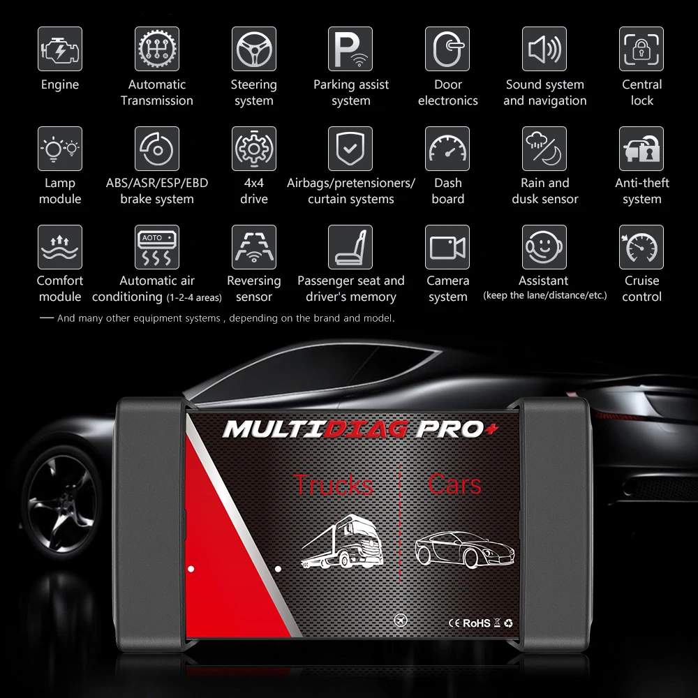 New V2021.11 Multidiag Pro Bluetooth OBD2 Scanner TCS PRO VCI V3.0 2PCB NEC Relay Real 9241A Car Truck Diagnostic Tool 2