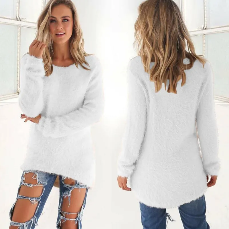 Plush Women Sweater Winter Warm Maglioni Donna Solid Jersey Mujer Invierno 10 Colors Black Pink Sweater Pull Long Femme Pullover