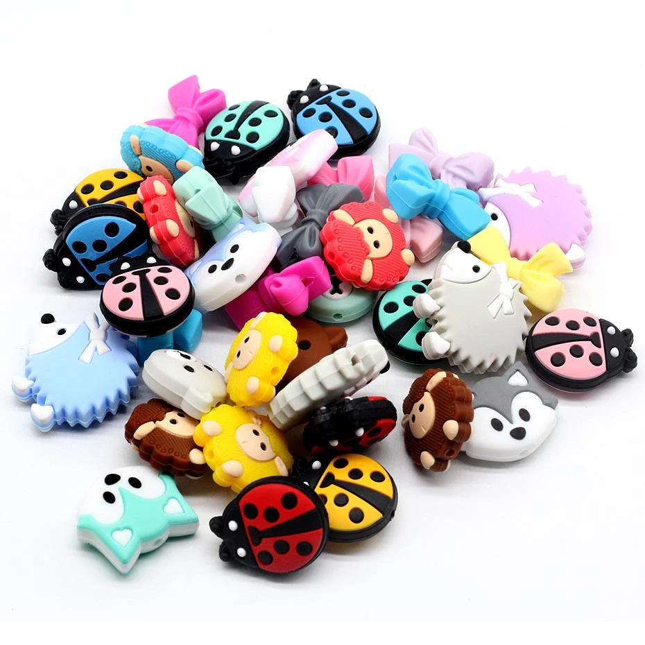 

10pcs Hedgehog Silicon Beads Bpa Free Bow Tie Baby Teething Bead For Diy Jewelry Making Chewable Baby Teething Gift