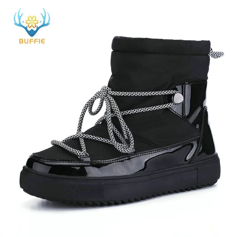 A957black Новые зимние сапоги; женская зимняя обувь; 50% шерсть; смешанный мех; теплые удобные; бренд BUFFIE; нескользящая подошва; однотонный цвет; Цвет Черный; - Цвет: A957black