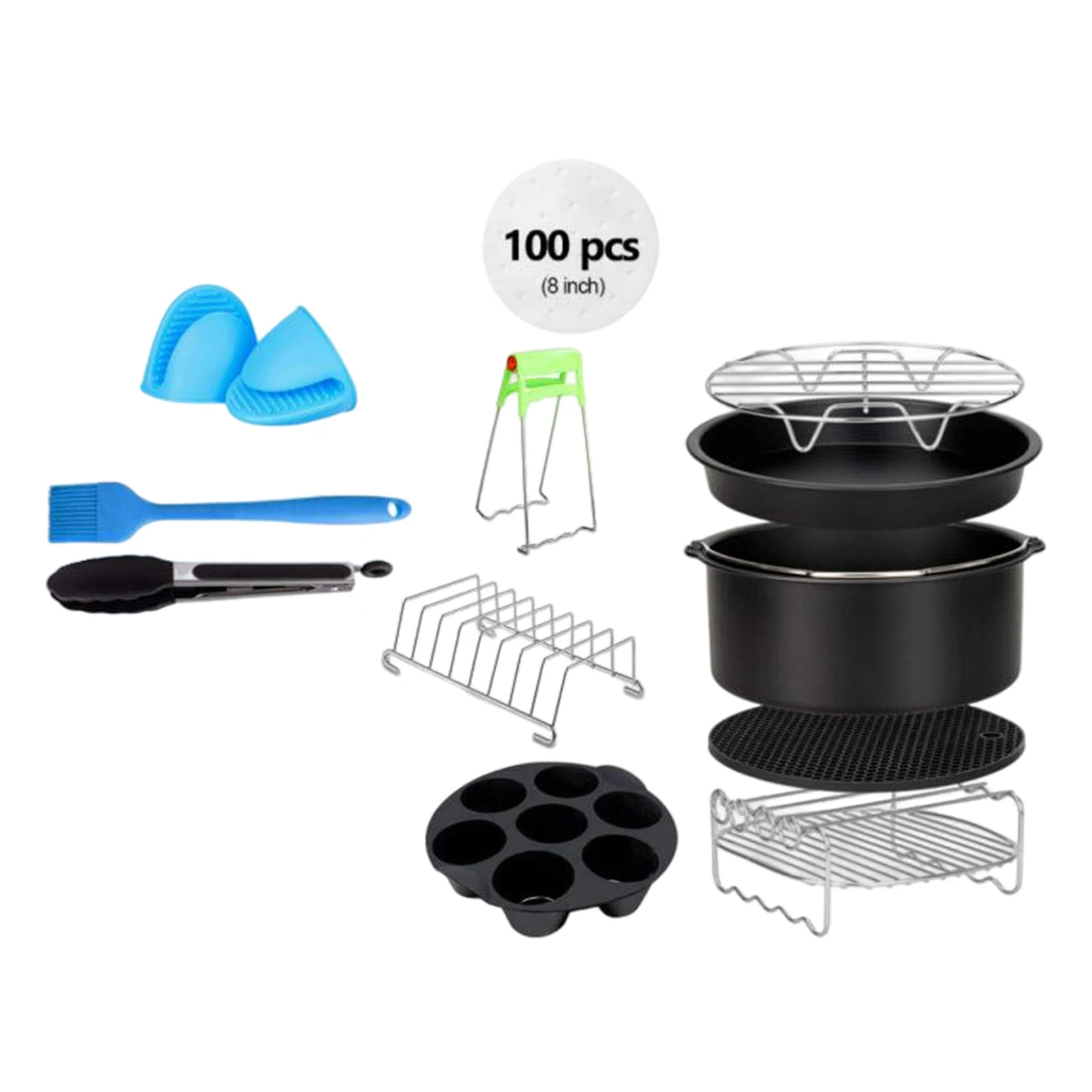 8 Inch Air Fryer Accessories, 4.2Qt-6.8Qt Deep Fryer, BPA Free, Nonstick Coating, Universal Accessories Kits