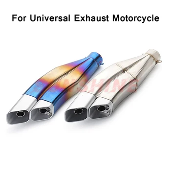 

Universal Motorcycle Exhaust Systems Double Pipes Escape Moto Modified AK Motorcross ATV For Z900 tmax 530 ZX10R ER6N CB600 R3