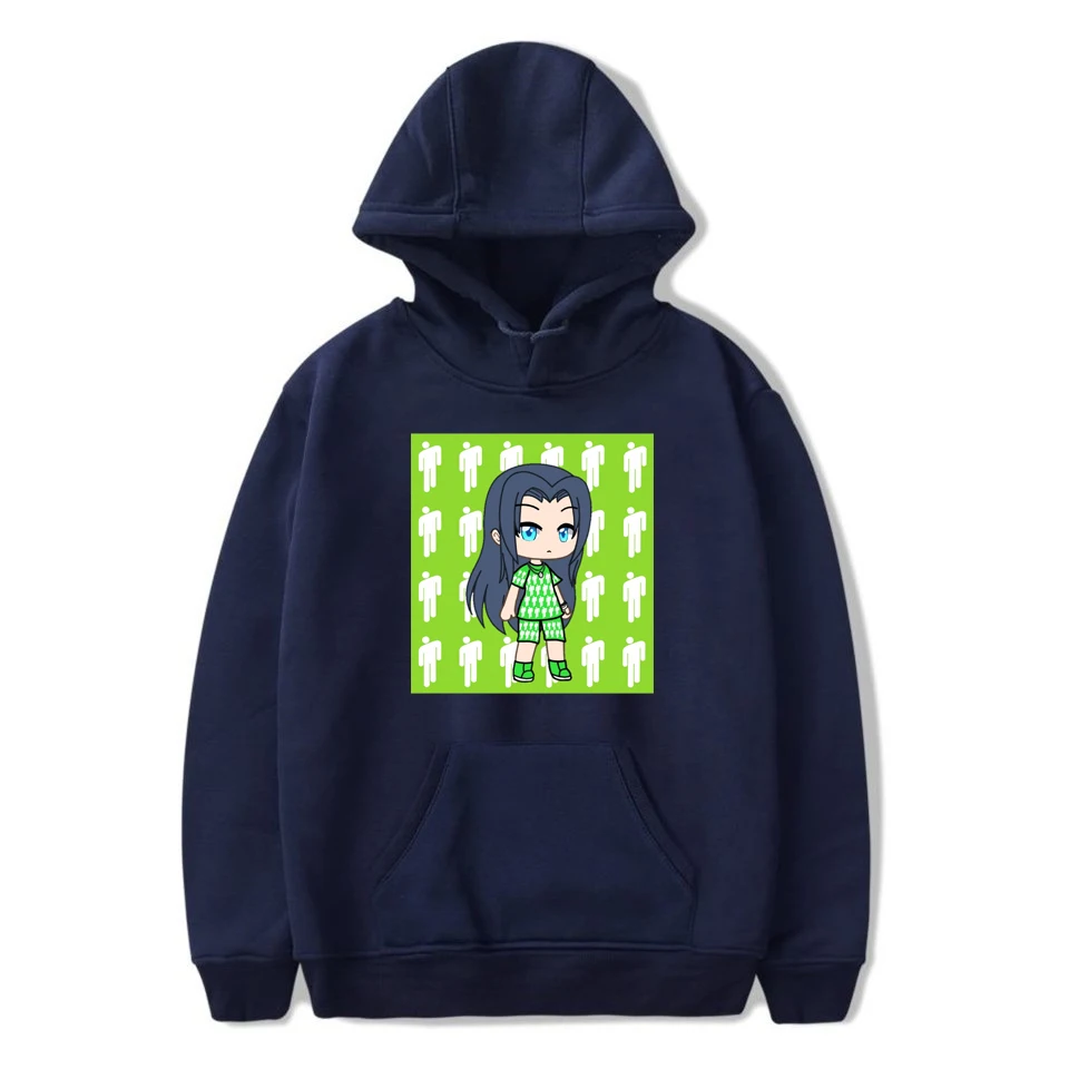 navy blue Kpop Повседневная Толстовка с капюшоном Billie Eilish для женщин/мужчин размера плюс, хлопковые толстовки с длинным рукавом, толстовки в стиле хип-хоп, одежда - Цвет: navy blue