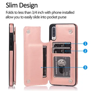 

Leather Flip Wallet Case For Samsung A10 A20 A30 A40 A50 A70 Phone Cover For Galaxy S7 Edge S8 S9 S10 S10E Plus Note 8 9 10 Pro