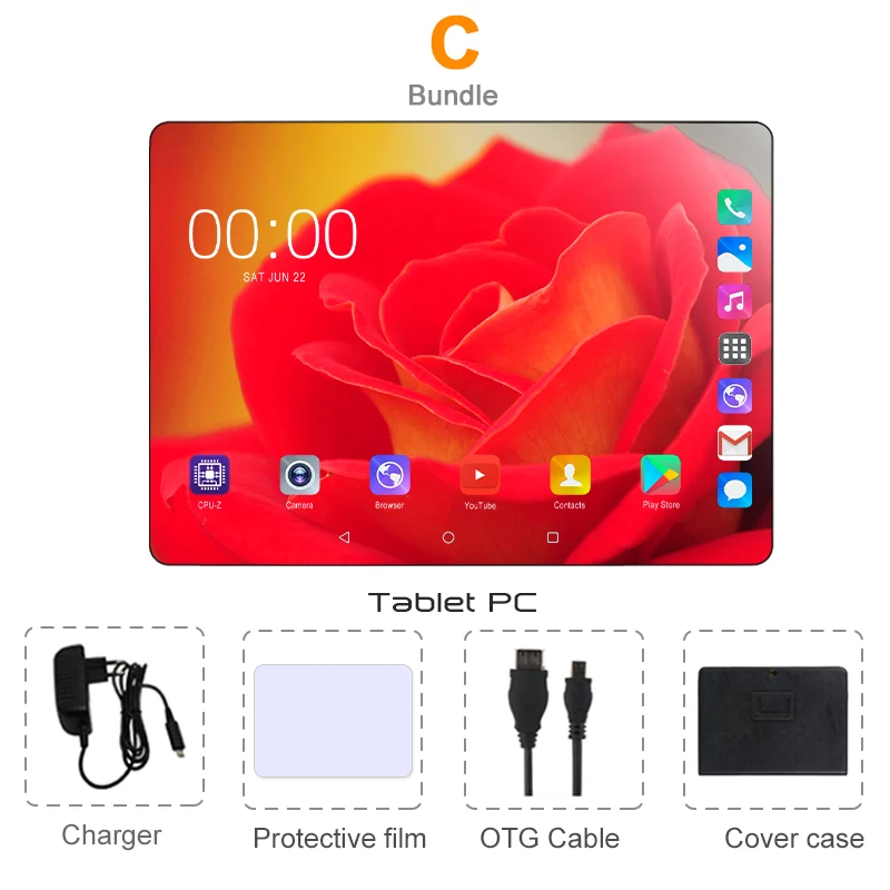 Комплект 3 Дизайн, 10,1 дюймовый планшет, Android 9,0, 8 ядер, 6 ГБ+ 128 Гб ПЗУ, двойная камера, 8 Мп, SIM планшет, ПК, Wifi, gps, 4G, Lte телефон - Комплект: Комплект 3