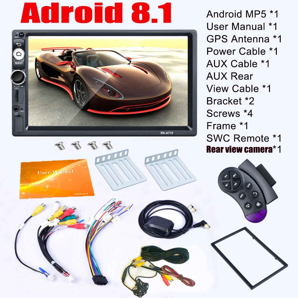 2 din " Android 8,1 автомобильный Радио wifi gps Bluetooth навигация зеркальная ссылка мультимедийный плеер для универсального 2DIN Аудио стерео
