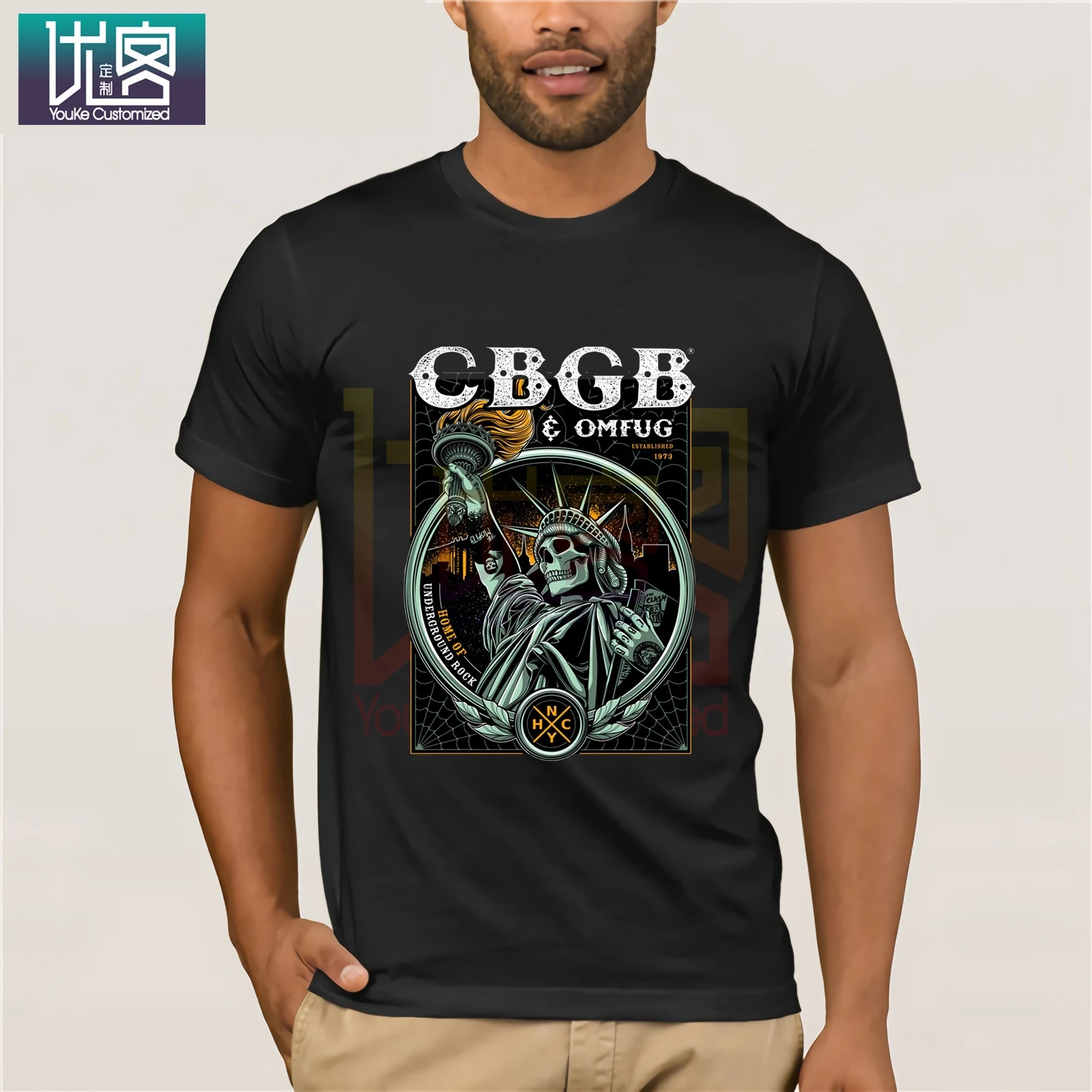 

1Cbgb Omfug Statue of Liberty 1973 NYC RocknRoll Music Home Underground Rock Est 1973 Adult T-Shirt Cotton Tee Shirt Present