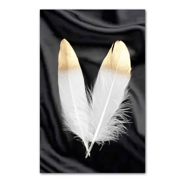 Nordic fashion art plant canvas painting golden leaf feather poster office wall painting living room home decoration mural ZW378