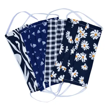 

4PC Cotton Face Cover Fabric Floral Printed Washable Reusable Fabric Dustproof Pm2.5 Mouth Fabric Breathable Mouth Cloth