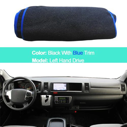 2 Слои автомобиля внутренняя приборной панели крышки тире коврик ковер накидка для подушки приборной колодки для Toyota Commute REGIUS ACE для путешествий Hiace 2005-ON - Название цвета: Blue LHD