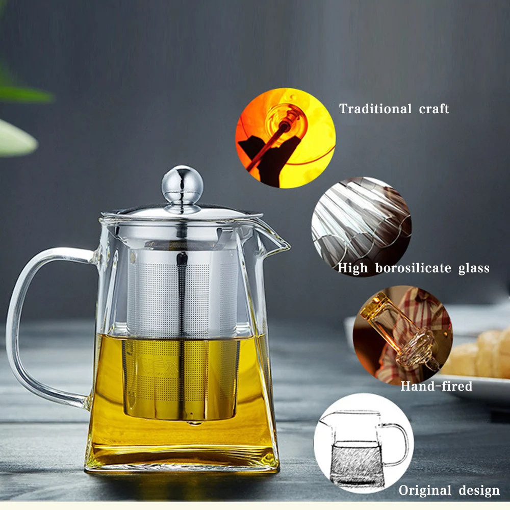 Teapot Glass Cup Kettle Electric Drill Stainless Steel Transparent Container Dining Coffee Teakettle Drinks Insulated Thermal