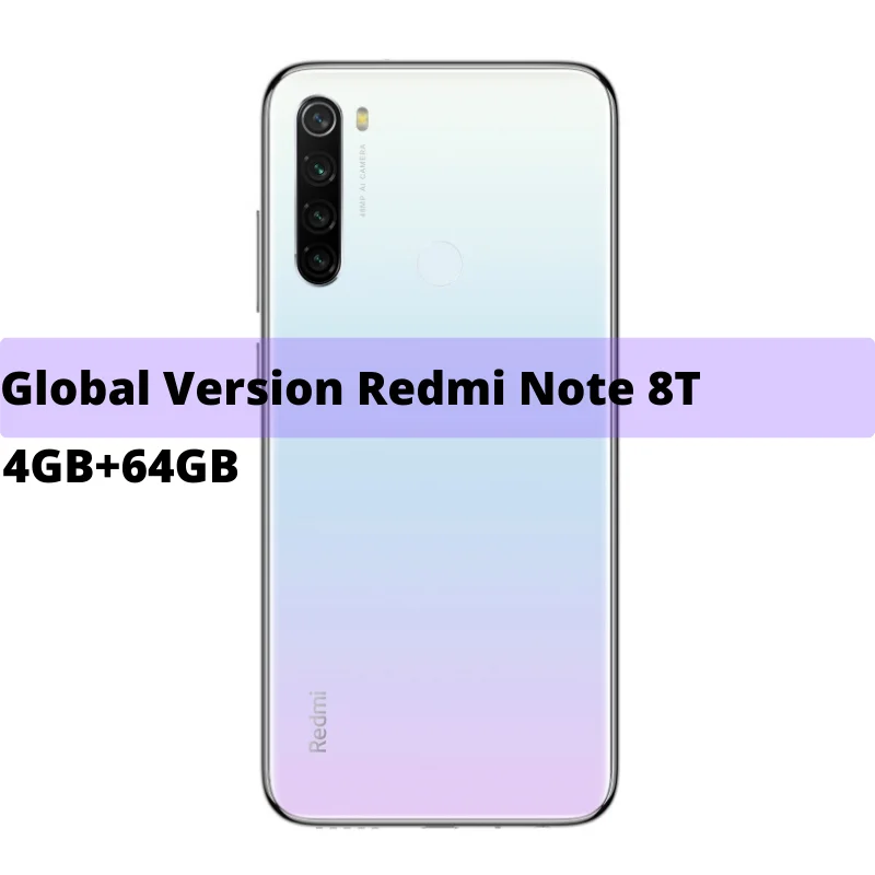 8T Moonlight White Xiaomi Redmi Note 8T(8 T) Глобальная версия 4G 64G Смартфон NFC 18 Вт Быстрая зарядка 48-мегапиксельная четырехъядерная камера Snapdragon 665 4000 мАч - Цвет: 8T Moonlight White