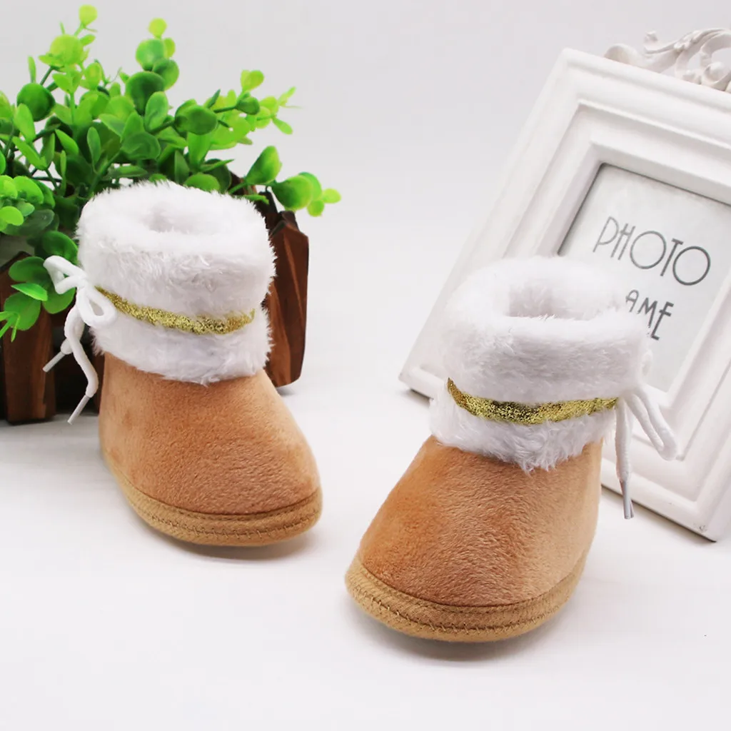 Г. Обувь новорожденного для маленьких мальчиков и девочек, Мокасины, Нескользящие зимние кашемировые ботинки с плюшевой подкладкой для малышей 95