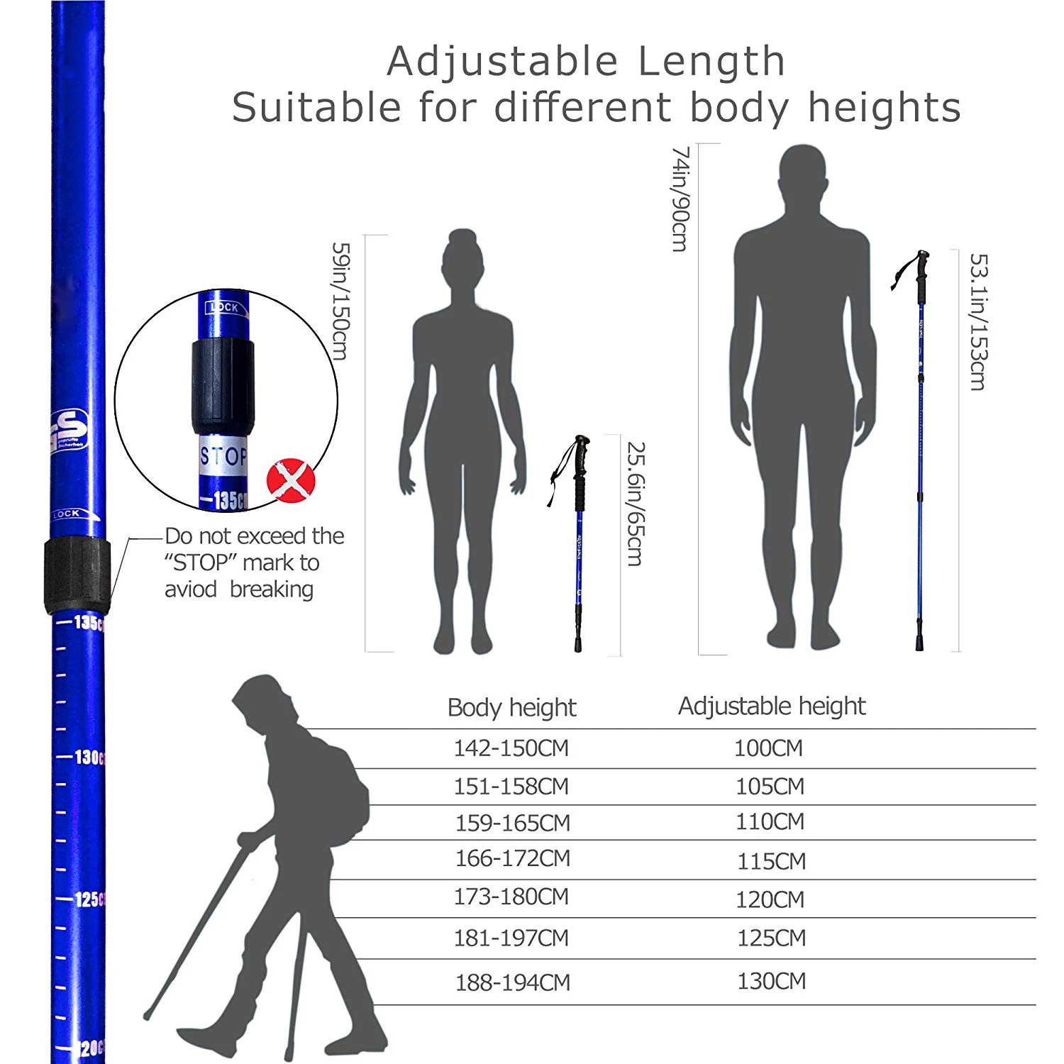 2pcs/lot walking stick Trekking poles telescopic baton nordic Aluminum ski camp hiking poles crutches walking cane north pole 2