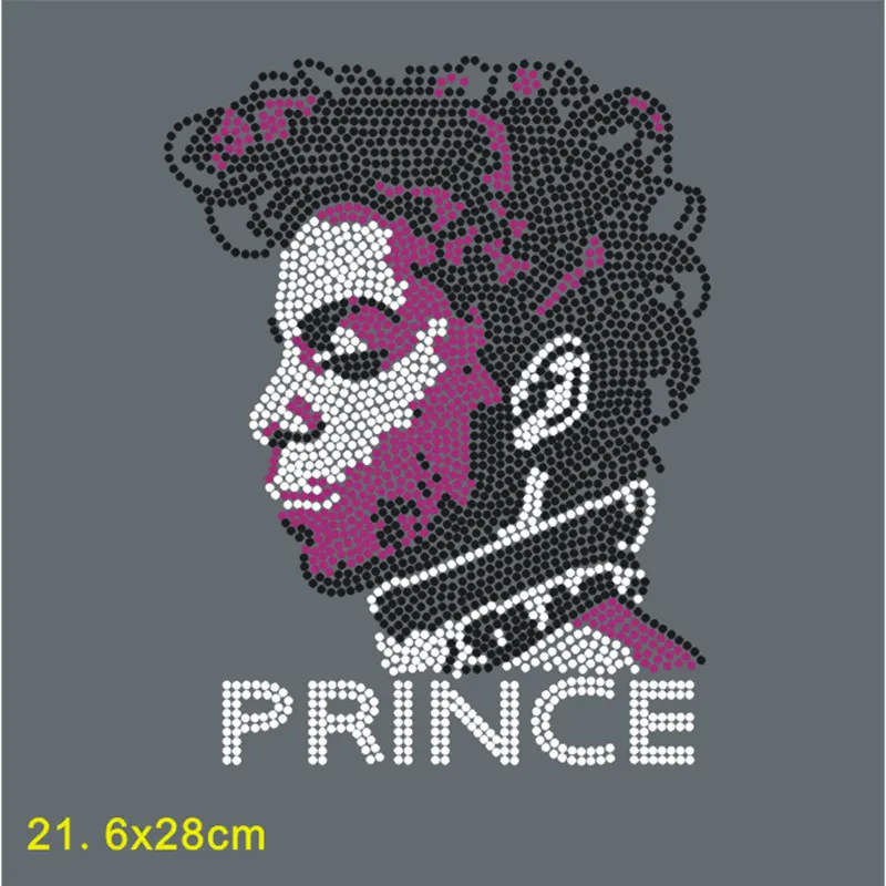 Prince Rhinestone Transfer Patterns, Hot-Fix Glass Crystal Motif, Applique Heat Transfers for Clothes