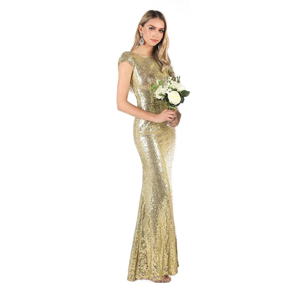 

Sparkly Women Gold Sequin Dress Sexy Sleeveless Party Night Maxi Dresses Evening Gown Ladies Mermaid Dress Formal Robe Elegant