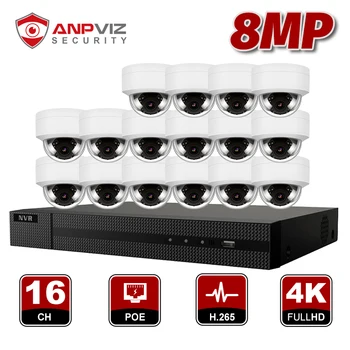 

16ch 8MP Outdoor Dome IP Camera System Kit H.265 POE NVR Video Surveillance Security IP Cameras P2P