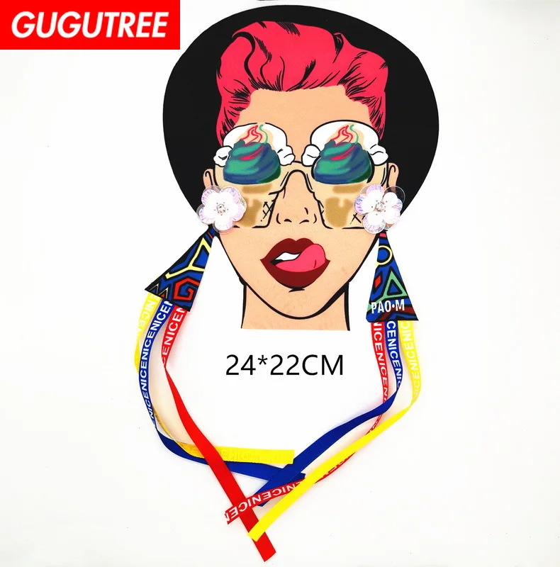 Вышивка GUGUTREE большие нашивки с принтом красивая женская нашивка аппликация для