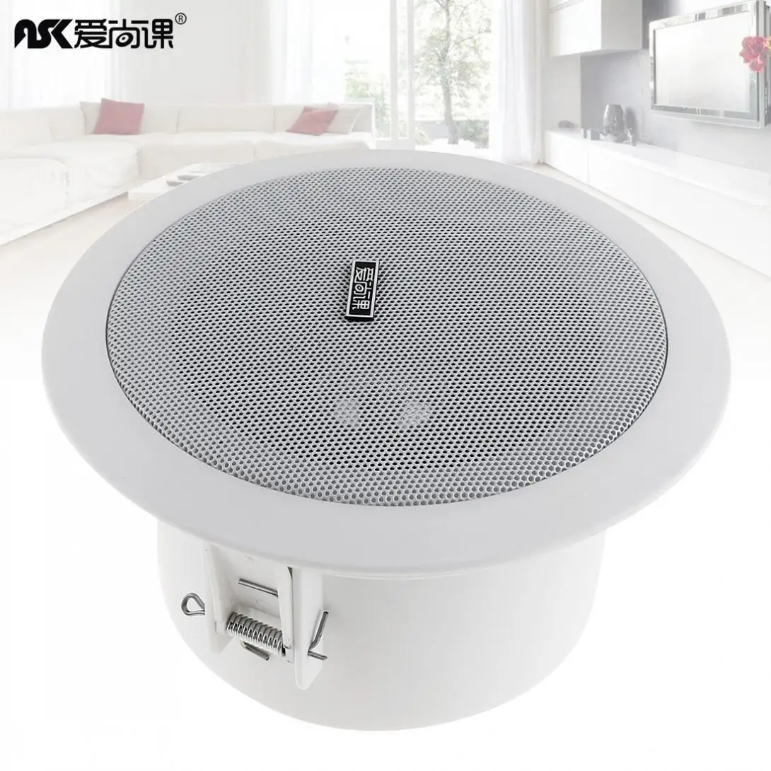 4.5 Inch 3/6W Fashion Waterproof Household Embedded Radio Ceiling Speaker Public Broadcast Background Music Loudspeaker for Home bluetooth speaker,wall ceiling speaker