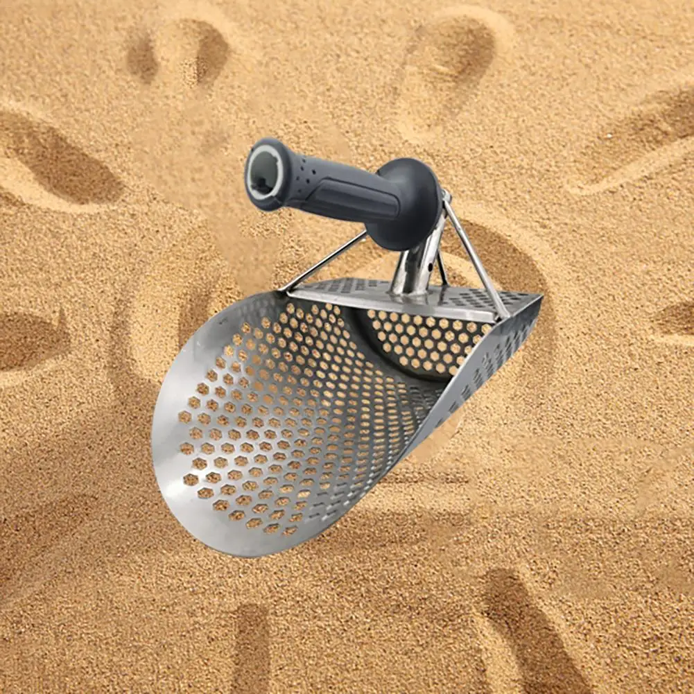 

New Beach Sand Shovel With Handle Metal Detector Tool Stainless Steel Detector Beach Surf Lines Sand Scoop Water Metal Detecting
