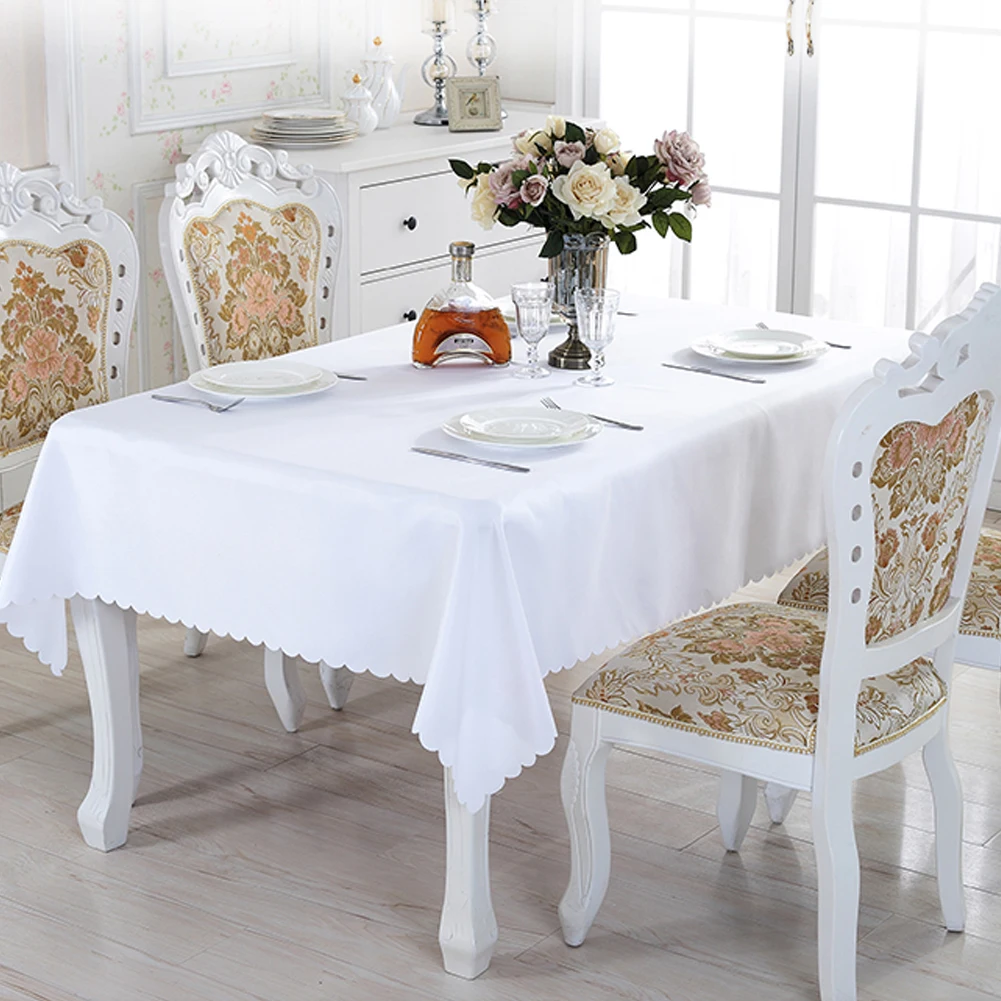 Tablecloth 56 x 80 Inch-White Rectangular Table Cloth Washable Polyester Great for Buffet Parties Holiday Dinner Weddin | Дом и сад