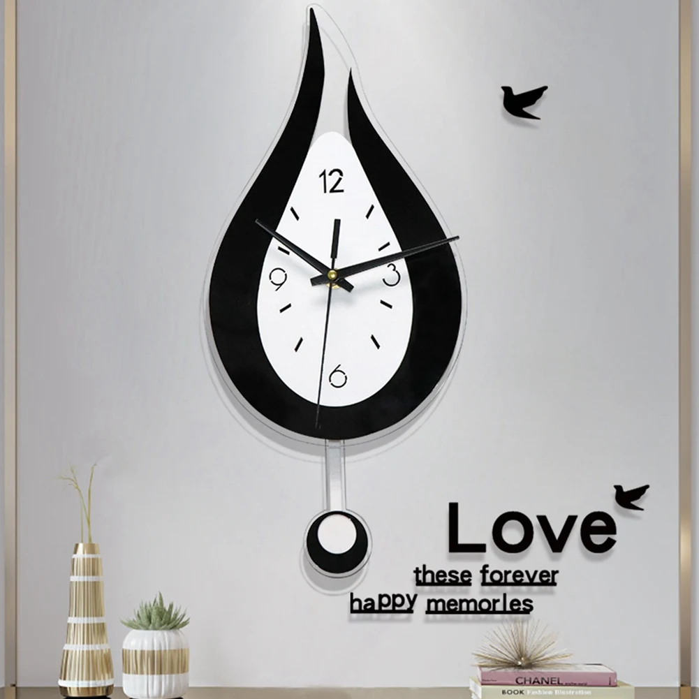 Modern Water Drop Shape Clock Swingable 