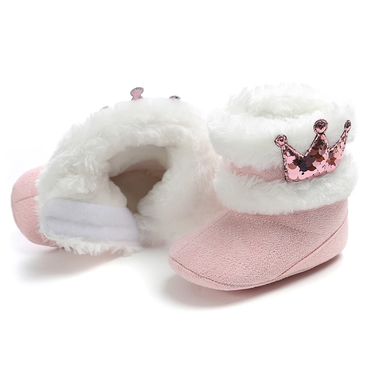Модная одежда для новорожденного ребенка сапоги для маленьких девочек для детской кроватки обувь Корона ходунков, зимняя теплая детская обувь для принцесс
