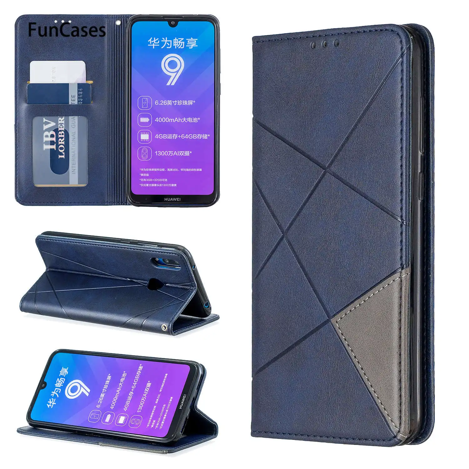 Сплошной цвет флип бумажник чехол книга для hoesje huawei Y7 2019 Чехлы девчачьи СПС Positivo