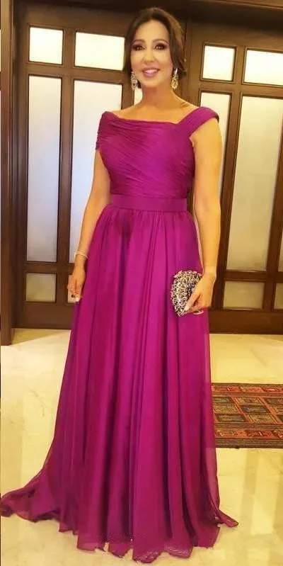 Fuchsia Elegant Mother Of The Bride Dresses Draped Floor Length Plus Women Evening Prom Party Dress Mother Wedding Guest Gowns