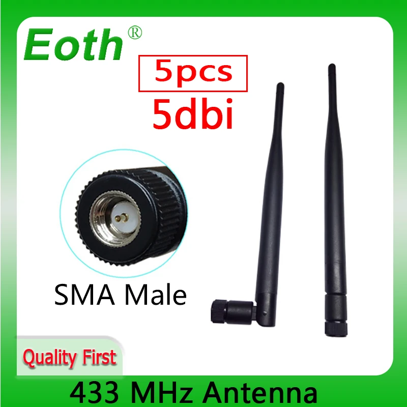 5pcs lot 433 MHz Antenna 5dBi SMA Male Connector 433m folding antena mhz waterproof directional antenne IOT Lorawan Gasmeter | Мобильные