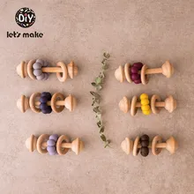 Давайте сделаем детские игрушки Висячие деревянные кольца силиконовые бусины Beech Bell 1 шт. развивающий, образовательный музыкальный погремушка для новорожденных