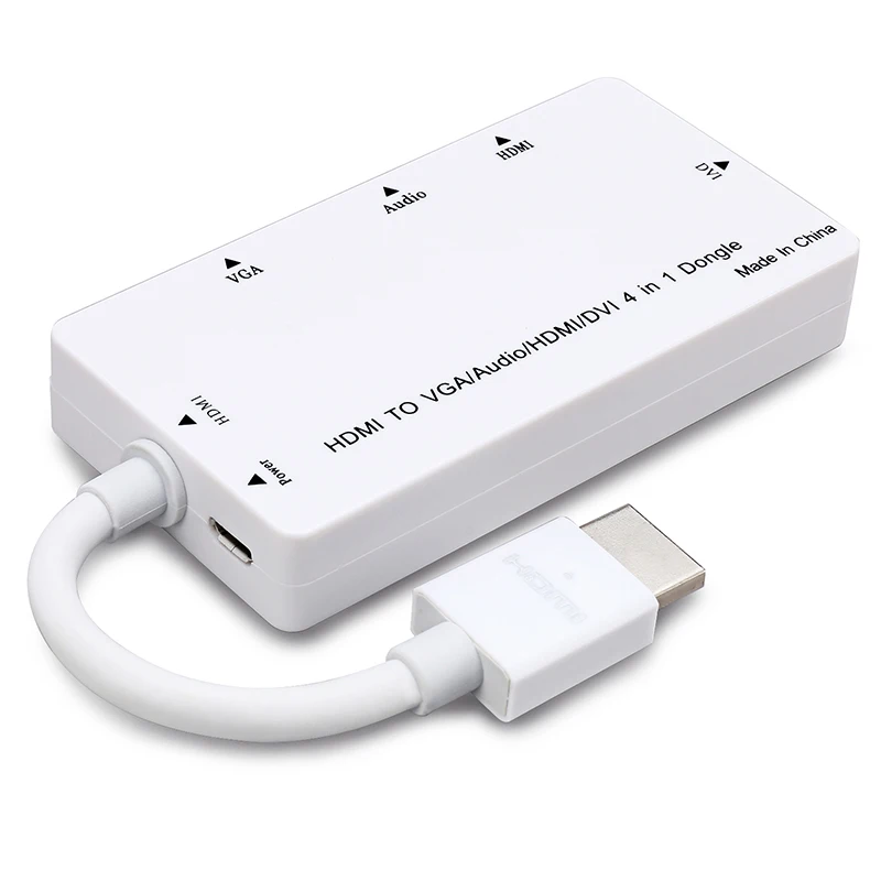 Белый HD 4-в-1 Дисплей конвертер для телевизионные проекторы с HDMI/VGA/DVI Порты NC99 - Цвет: Белый