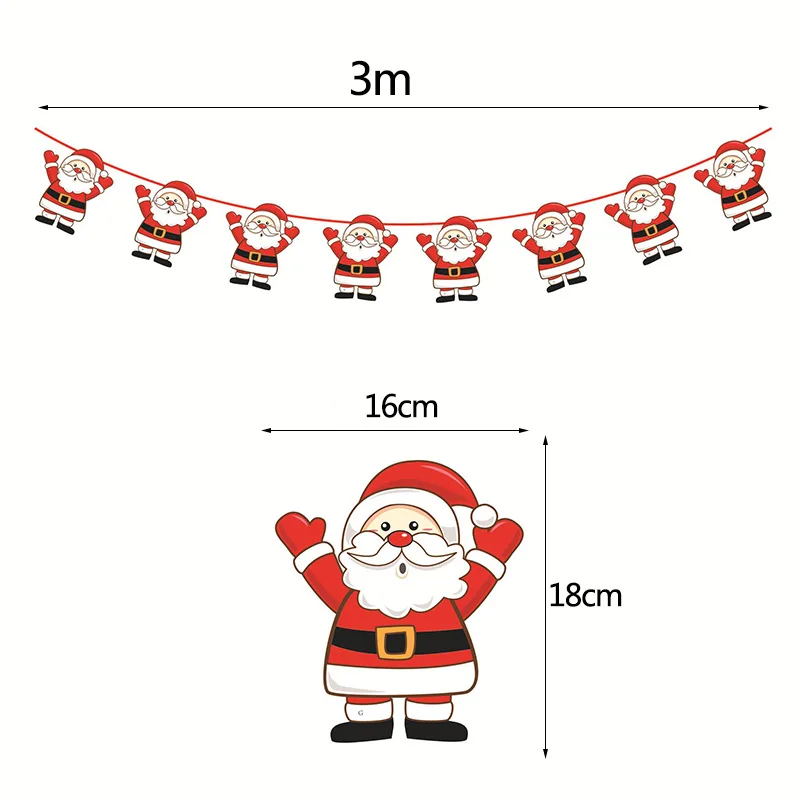3 м Рождественское украшение Баннер Санта Клаус Снеговик Олень Рождественское дерево носок звезда настенный Бумажная гирлянда для нового года Рождество украшения - Цвет: G01 santa claus