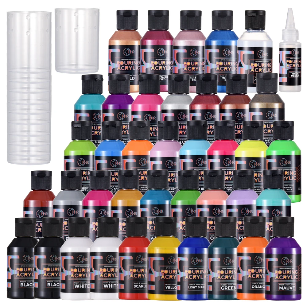 SAGUD Waterborne Acrylic Paint for Airbrush - 18 Colors, 100ml Each for  Art, Shoes, Wood, Canvas