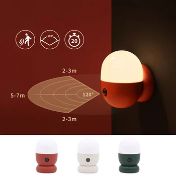 

360 Degree Rotate Auto LED Night Light Human Body Sensor Lamp Magnetic Adsorption Corridor Wardrobe Rechargeable Wall Lamp