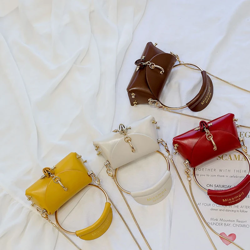 

Round Handle Hand Bags 2020 Trend PU Leather Women's Designer Bag Female Mini Tote Party Handbag Chain Crossbody Shoulder Bag