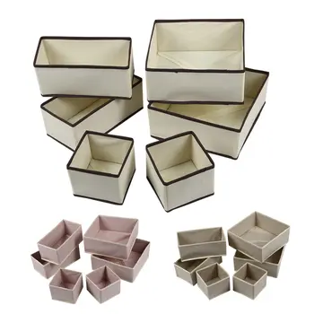 

Hot XD-6Pcs Foldable Underwear Storage Box Drawer Divider Bras Socks Washable Folding Boxes Home Storage Organizer No Woven Fabr