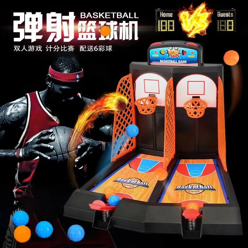 

Double Finger Catapult Basketball Court Parent And Child Educational Interactive Mini Tabletop Game Ball Marble Toy