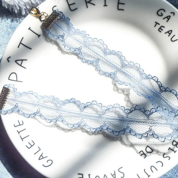 Готический темперамент синий кружевной бархатный колье ожерелье для женщин короткое ожерелье-чокер для шеи ключицы новые ювелирные подарки FS10 - Окраска металла: lace style