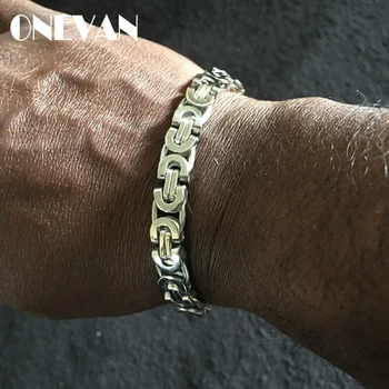 

Cool Gold Byzantine Link Chain Stainless Steel Men Bracelet for Women Punk Fashion Retro Link Chain yyw fashion Bracelet