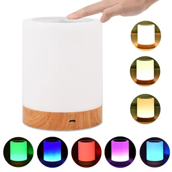 

USB Smart Touch LED Bedside Lamp Classic Cylindrical Six Colors Warm Light Night Light Dimmable Table Lamp Kids Adult Room Decor