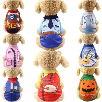 

Halloween Pumpkin Cat T-shirt For Dogs Vest Clothes Cartoon Cool Dog Shirt Uniform Doctor Pattern Small Pet Clothing