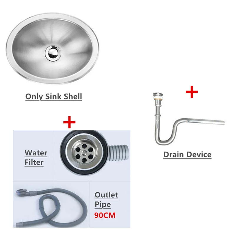 Round RV Boat Sink, 304 Stainless Steel RV Kitchen Sink,10 Inch Single Bowl Sink For Boat Space Saving