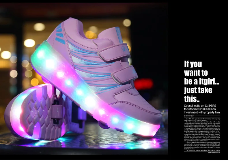 Светильник, обувь с роликовыми светодиодами, детская обувь для девочек и мальчиков, светящиеся кроссовки с колесами, светящаяся подсветка