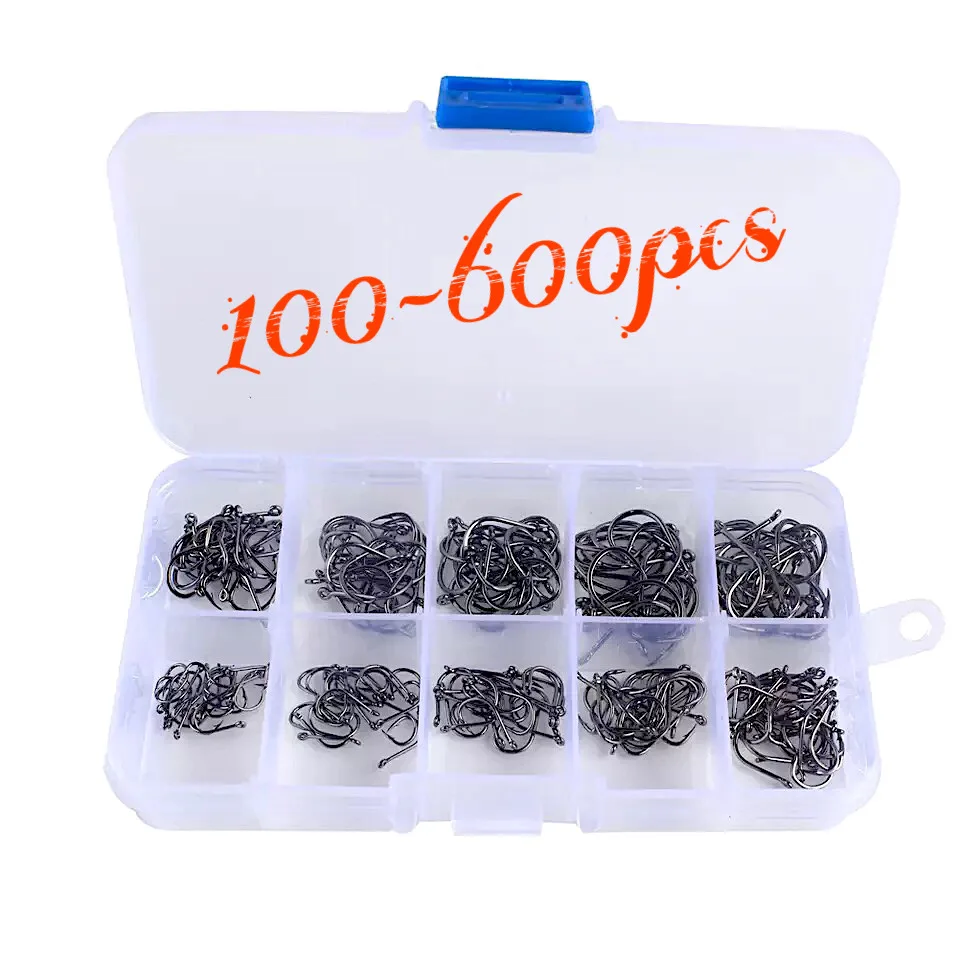Новые 600 шт. рыболовные крючки из углеродистой стали 3 #-12 # с отверстием для ловли