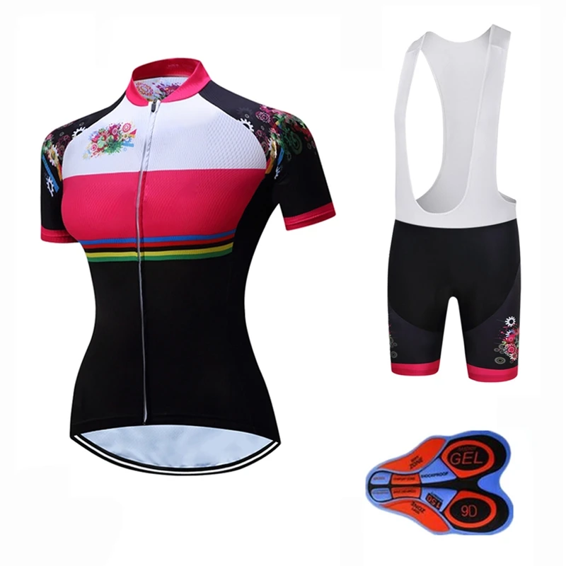 women cycling kit Женские и мужские велосипедные майки, набор велосипедной одежды, командная одежда, быстросохнущие гелевые комплекты с нагрудником, одежда Ropa Ciclismo uniformes Maillot, спортивная одежда - Цвет: women cycling kit