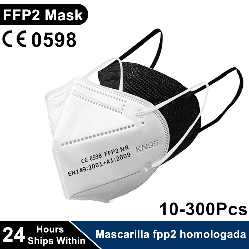 Маска многоразовая FFP 2 FFP2 для взрослых 10-300 шт. сертификат CE черная KN95