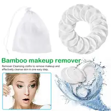 20 шт моющиеся бамбуковые ватные ткани с мешком для стирки многоразовые накладки для снятия макияжа салфетки уход за кожей лица/глаз/губ